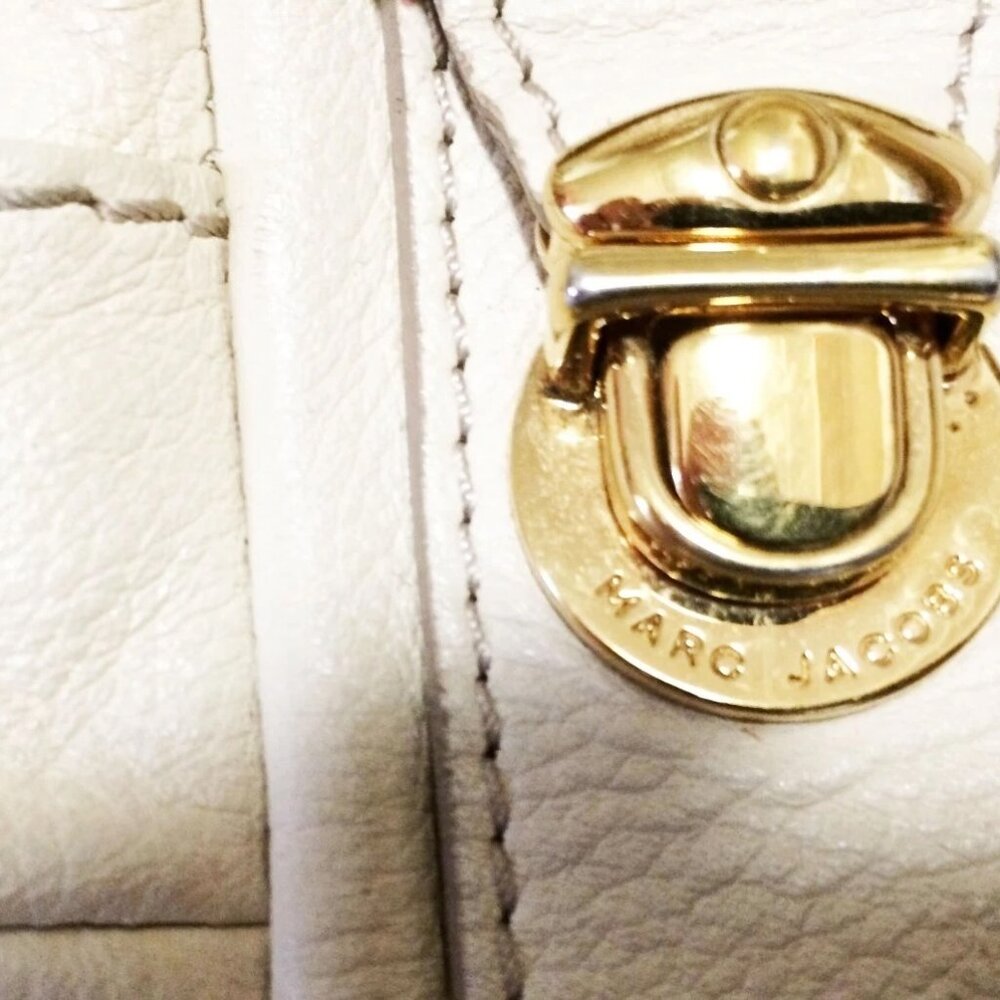 Marc Jacobs Vintage 90s Ivory White Leather Large Satchel Bag - Picture 3 of 12
